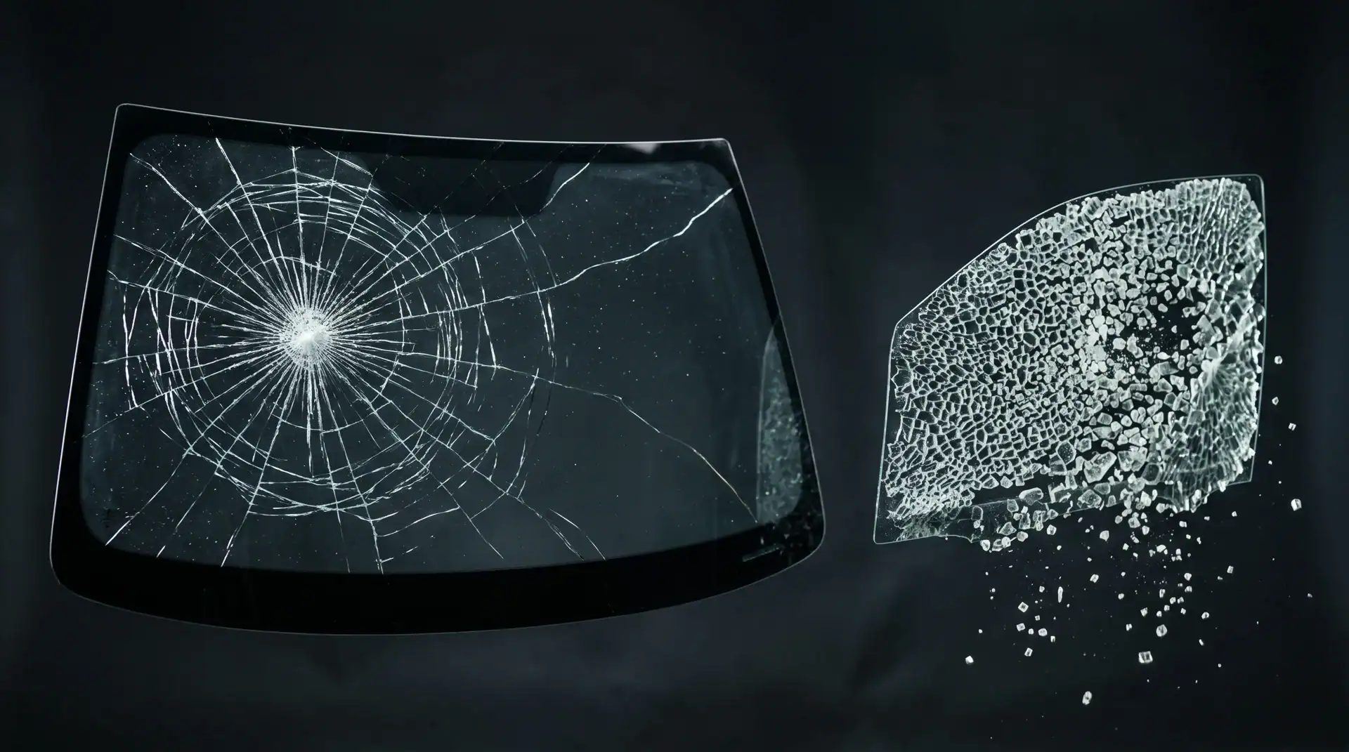 windshield and side glass break visual comparison